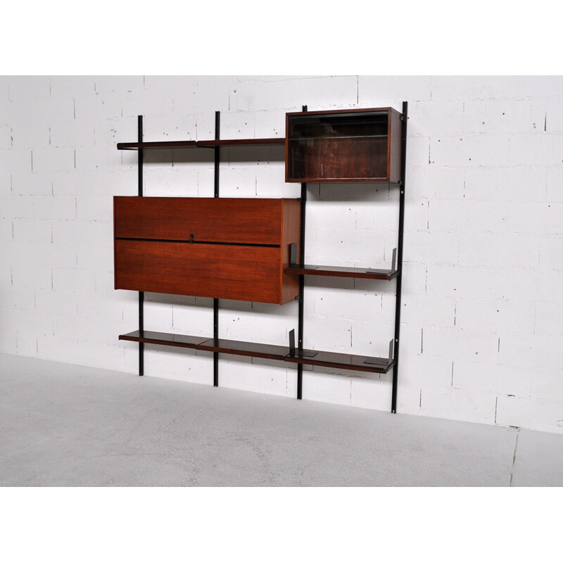 Italian Tecno modular bookcase in rosewood, Osvaldo BORSANI - 1966