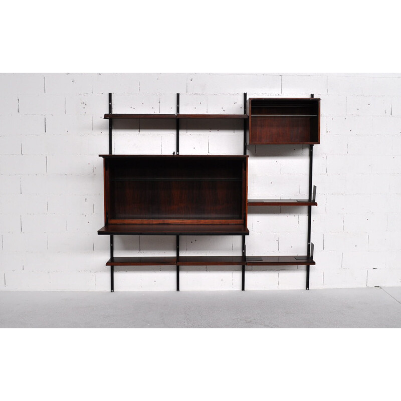 Italian Tecno modular bookcase in rosewood, Osvaldo BORSANI - 1966