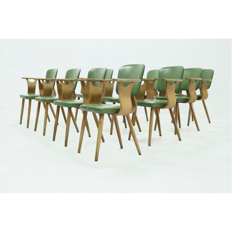 Set of 10 Mid Century Dining Chair by Cor Alons for Gouda den Boer 1953