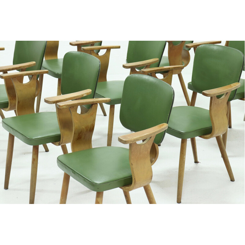 Set of 10 Mid Century Dining Chair by Cor Alons for Gouda den Boer 1953