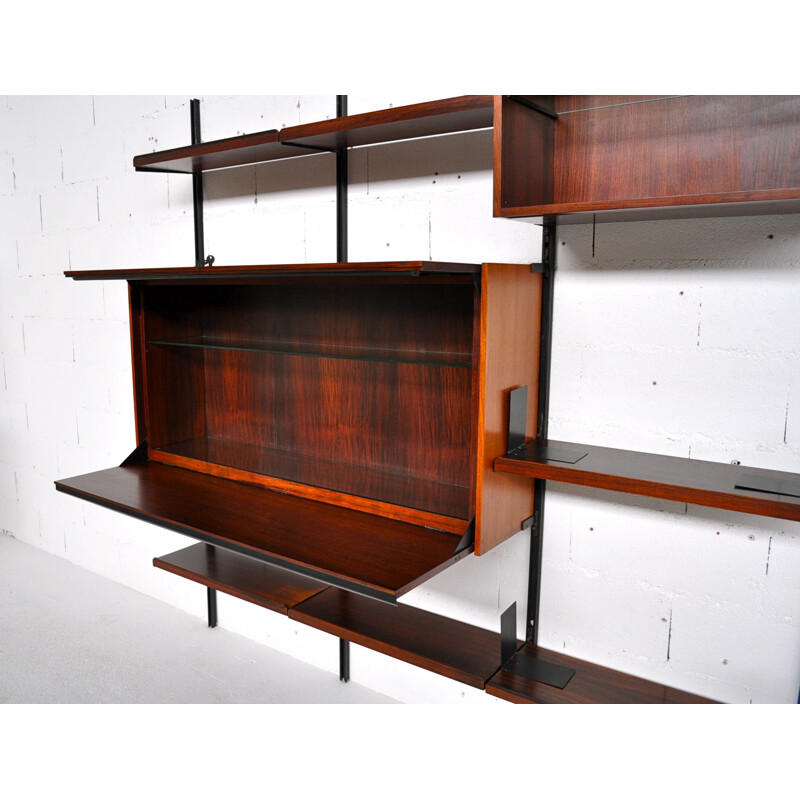 Italian Tecno modular bookcase in rosewood, Osvaldo BORSANI - 1966