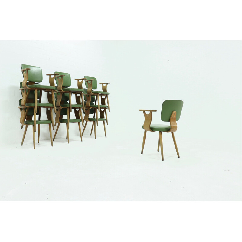 Set of 10 Mid Century Dining Chair by Cor Alons for Gouda den Boer 1953