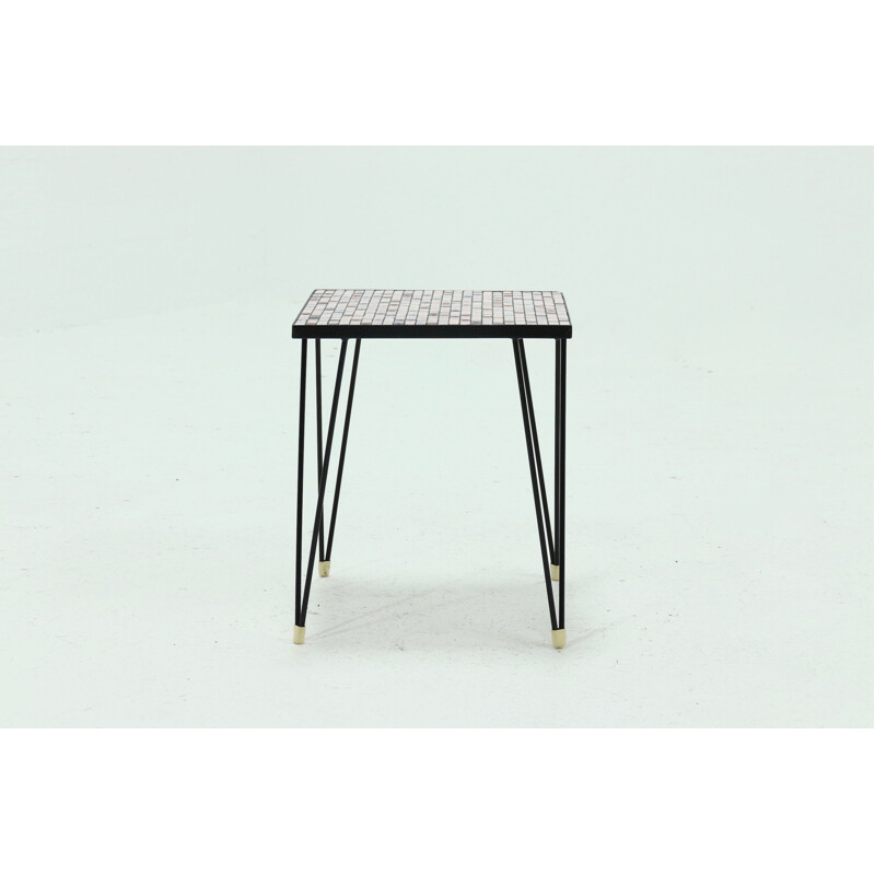 Mid Century Mosaic Side Table with Hairpin Legs 1950s