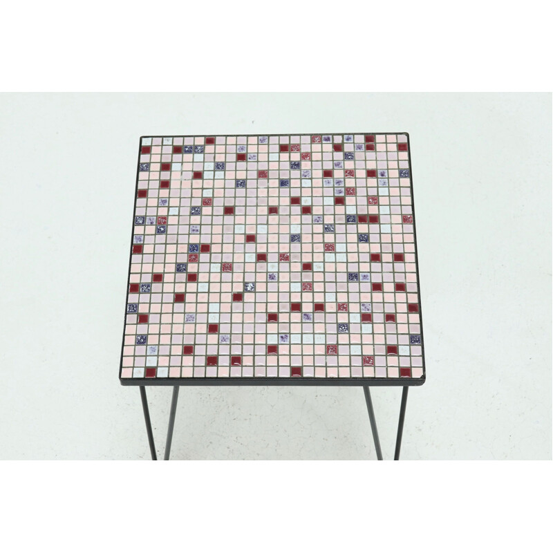 Mid Century Mosaic Side Table with Hairpin Legs 1950s