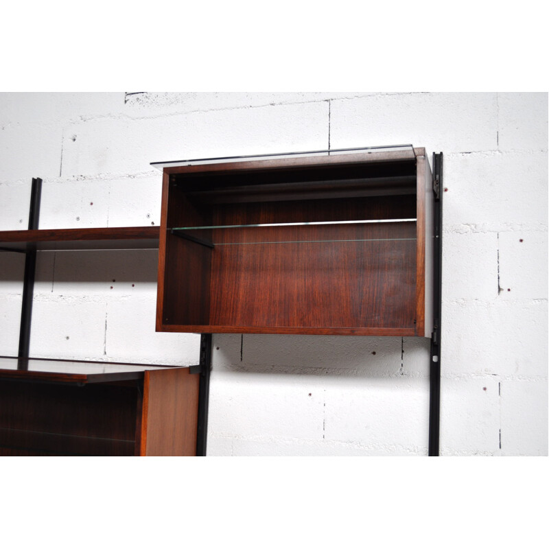 Italian Tecno modular bookcase in rosewood, Osvaldo BORSANI - 1966