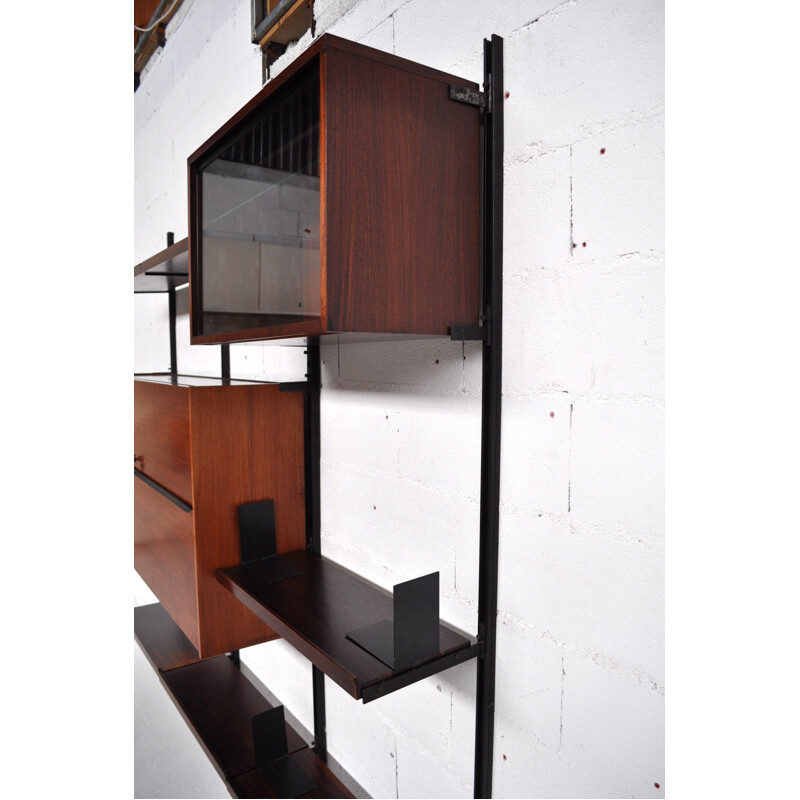 Italian Tecno modular bookcase in rosewood, Osvaldo BORSANI - 1966