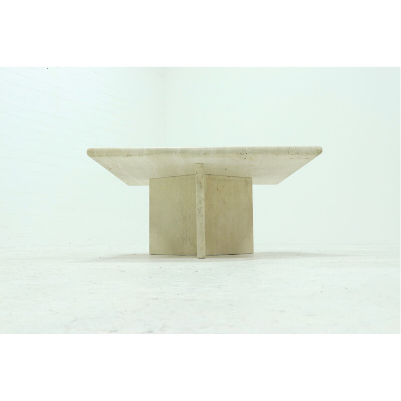 Mid Century Travertine Coffee Table Italian 1970s