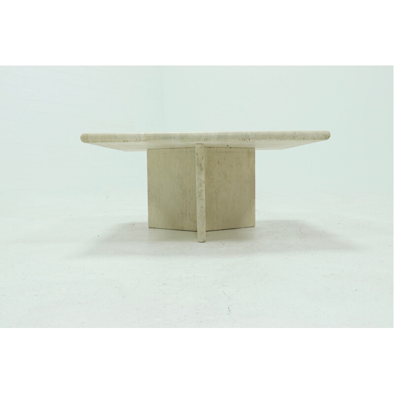 Mid Century Travertine Coffee Table Italian 1970s