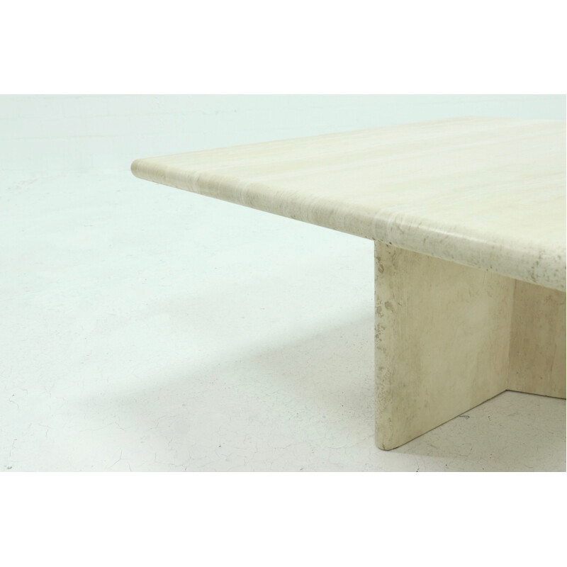 Mid Century Travertine Coffee Table Italian 1970s