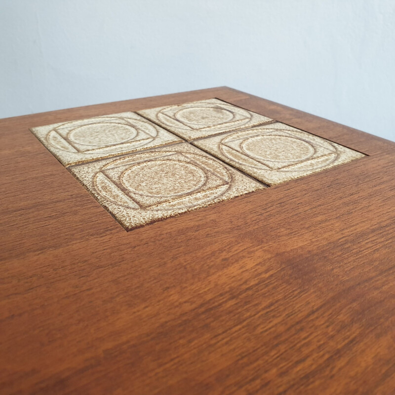 Vintage Teak Nesting Tables with Tiles Danish