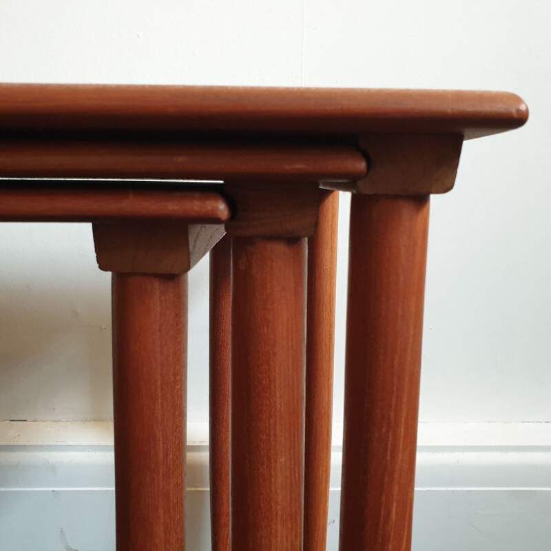 Vintage Teak Nesting Tables with Tiles Danish