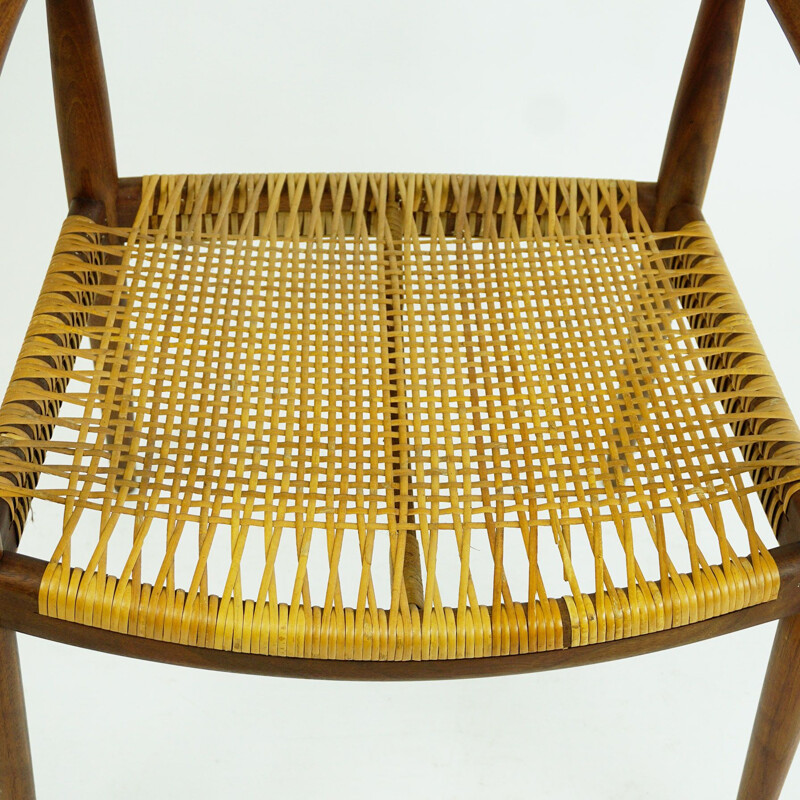 Vintage Armchair Mod. JH501Teak and Cane  by Hans Wegner for Johannes Hansen Scandinavian