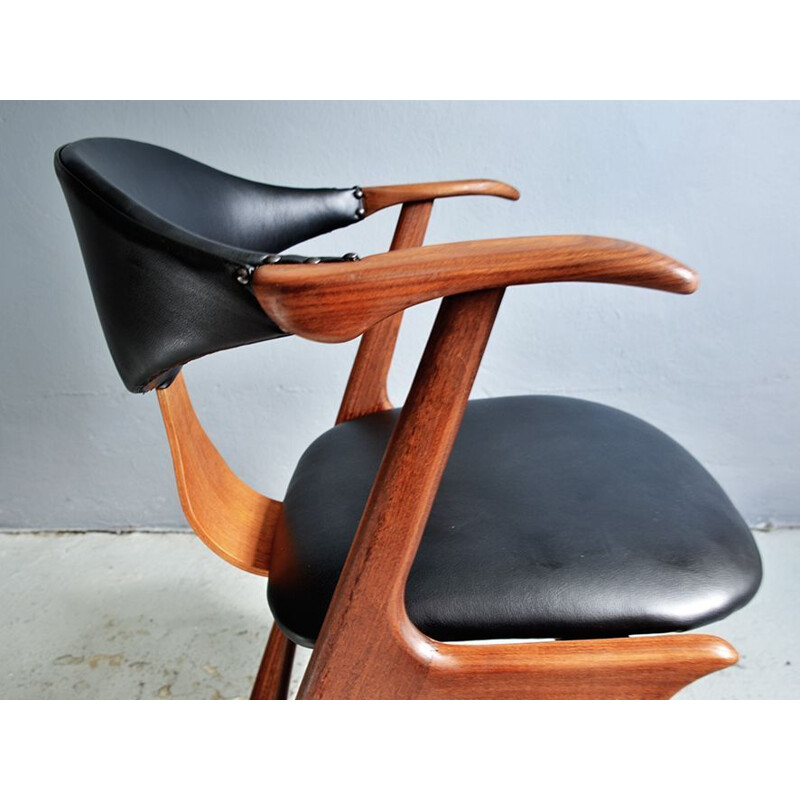 Vintage Cow Horn Chair By Louis Van Teeffelen For Webe 1950's
