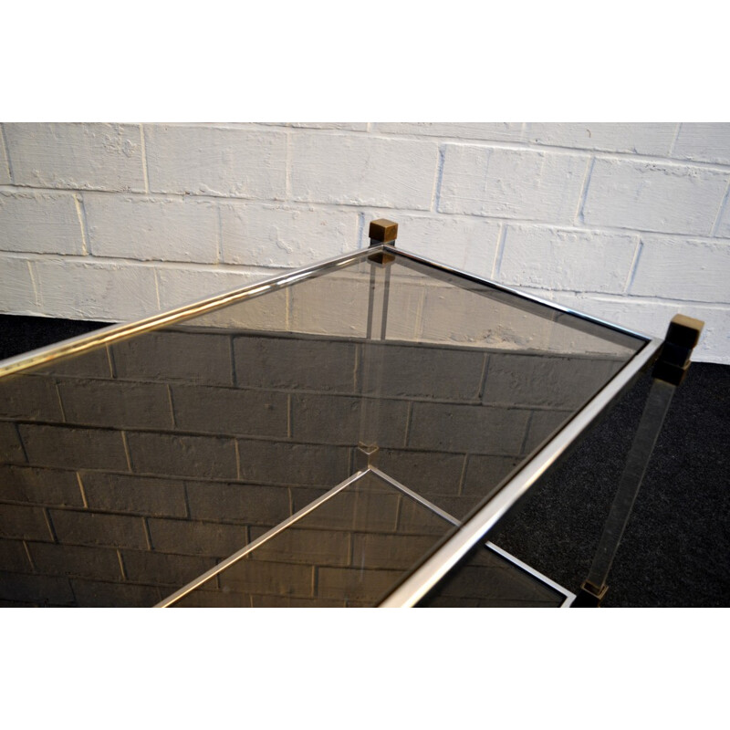 Glass and metal coffee table, Pierre VANDEL - 1980s