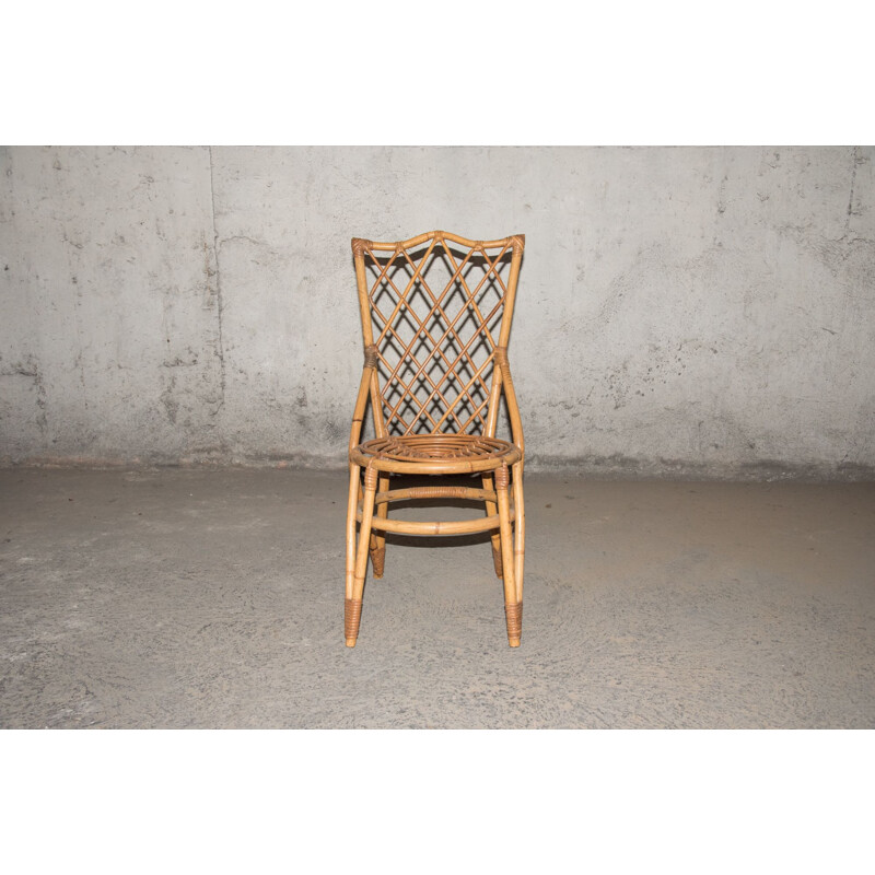 Vintage children's chair  bamboo & rattan 1960