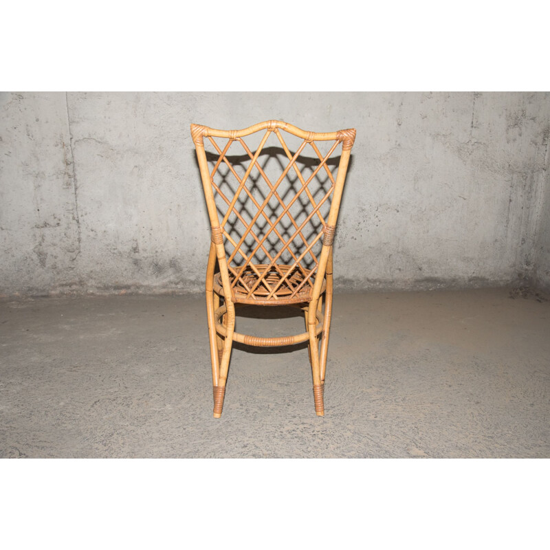 Vintage children's chair  bamboo & rattan 1960