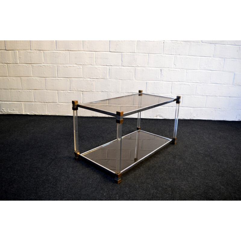 Glass and metal coffee table, Pierre VANDEL - 1980s
