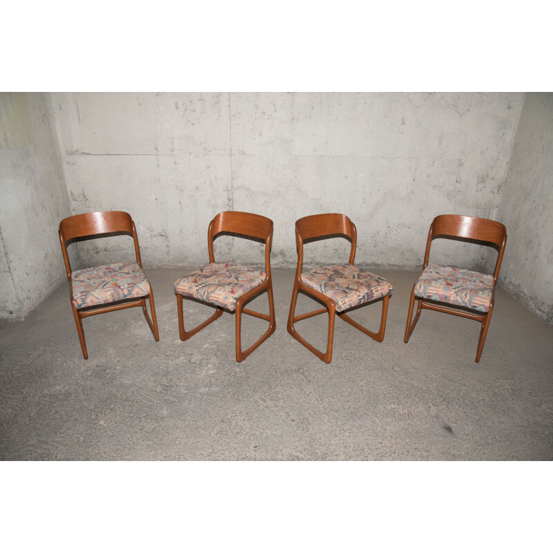 Set of 4 vintage Baumann sleigh chairs 1960