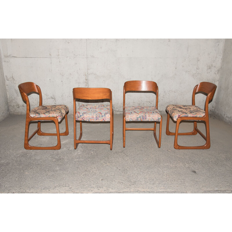 Set of 4 vintage Baumann sleigh chairs 1960