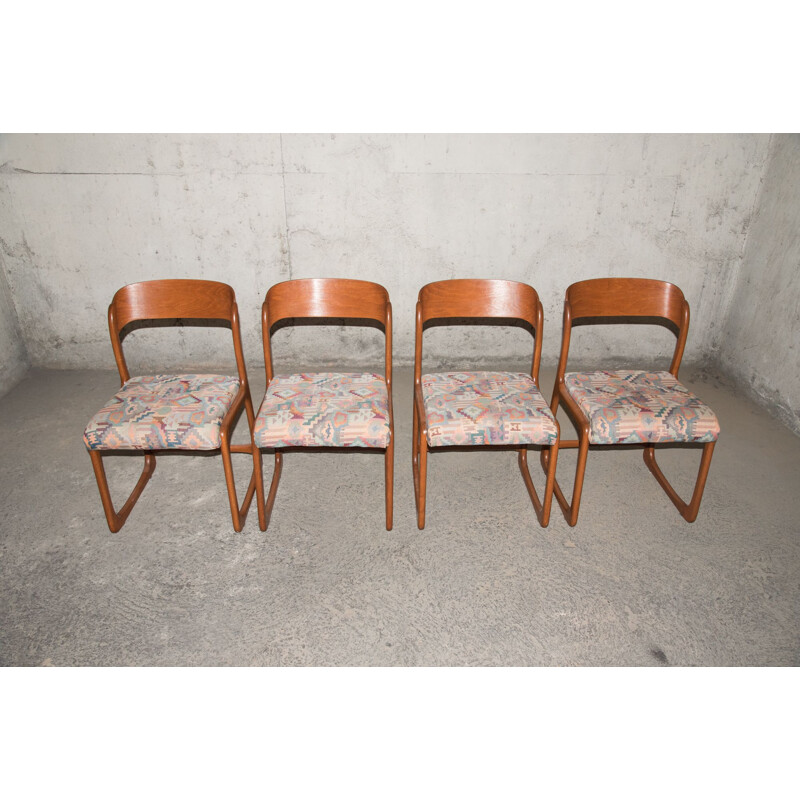 Set of 4 vintage Baumann sleigh chairs 1960