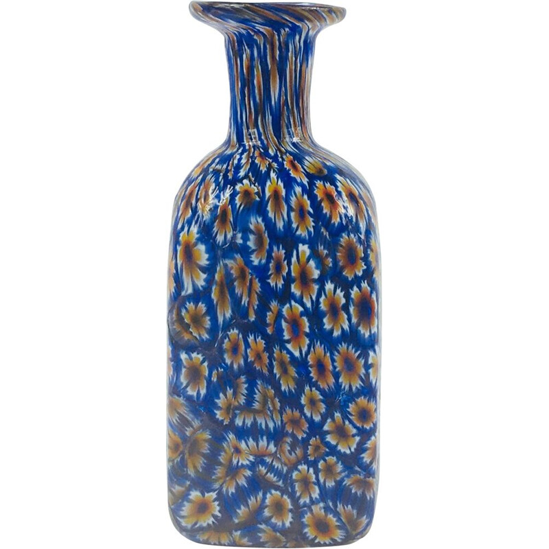 Vase Millefiori vintage en verre de Murano de Fratelli Toso, Italie 1950