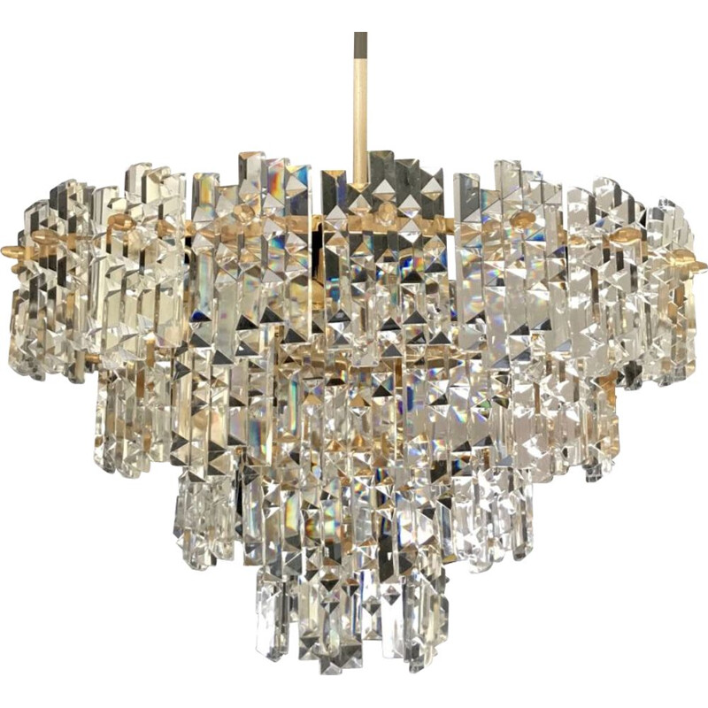 Vintage cristal chandelier Kinkeldey gilt gold structure