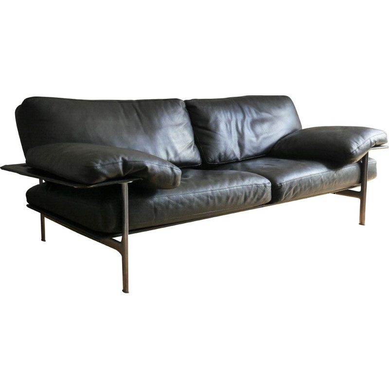 Vintage sofa Diesis B&B by Citterio black leather Italia