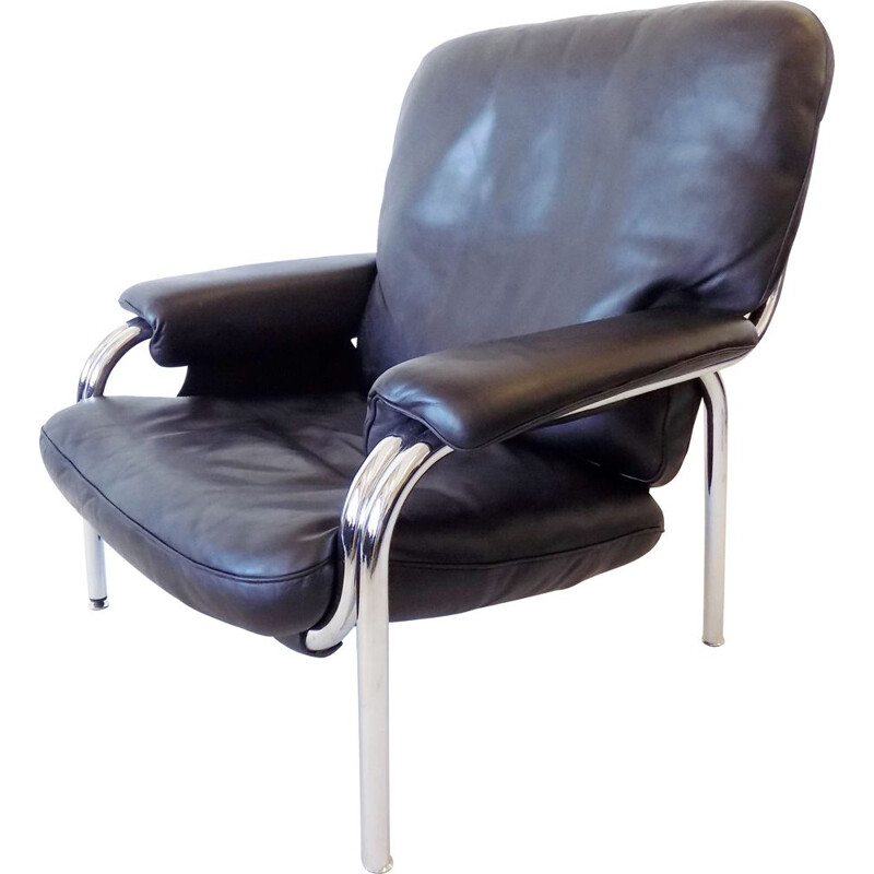 Vintage leather lounge chair De Sede Kangeroo by Hans Eichenberger Swiss 1970