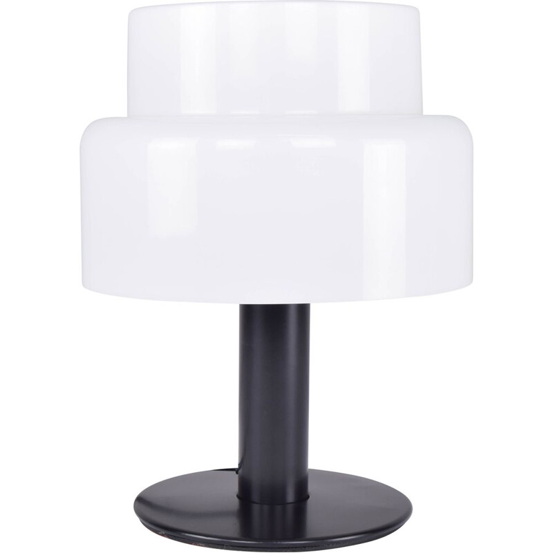 Lampe de table vintage, Lucite noire et blanche Seta Codialpo Espagne 1970