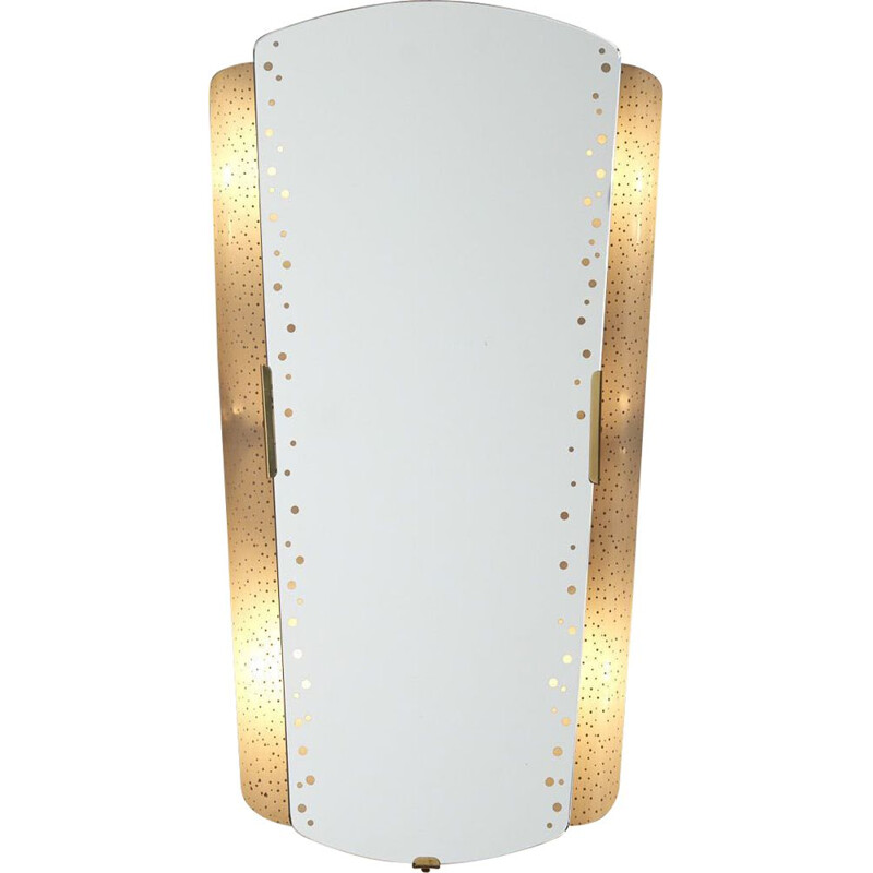 Vintage brass backlit mirror by Ernest Igl for Hillebrand Leuchten, Germany 1950