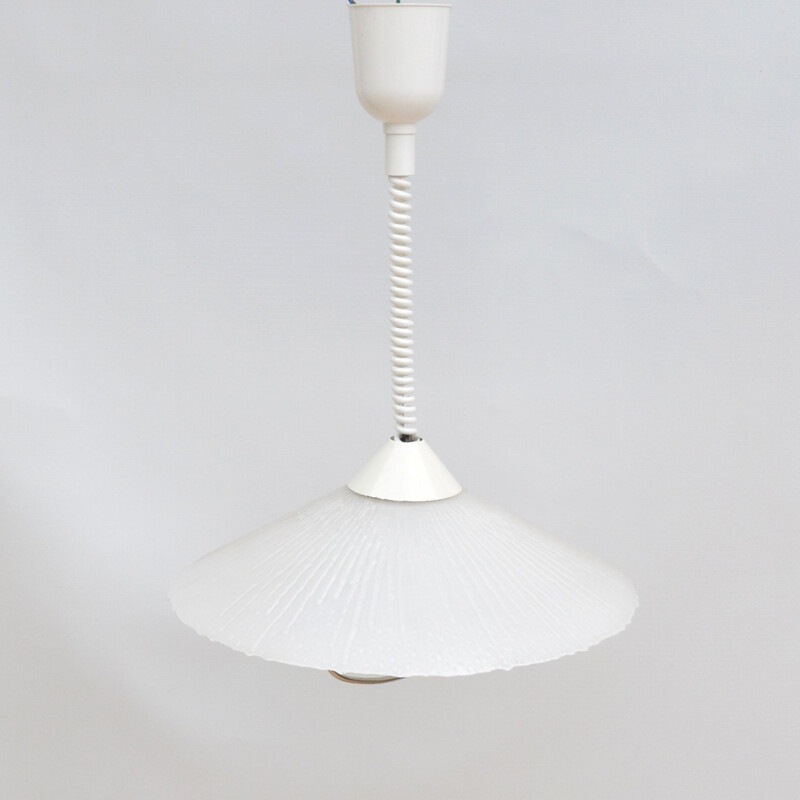 Lámpara de cocina vintage de vidrio prensado con detalles metálicos de ERCO, Alemania 1960