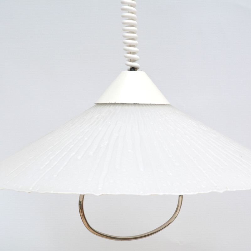 Vintage pressed glass kitchen lamp with metal details by ERCO, Germany 1960