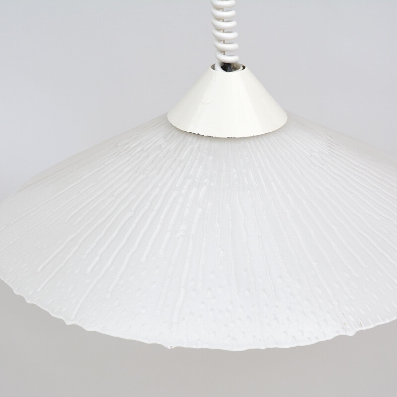 Vintage pressed glass kitchen lamp with metal details by ERCO, Germany 1960