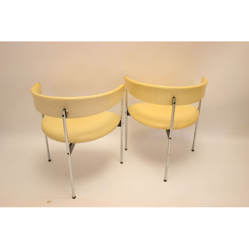 Ensemble de 6 Chaise à trois pieds vintage design Dieter Waeckerlin pour Idealheim 1960s