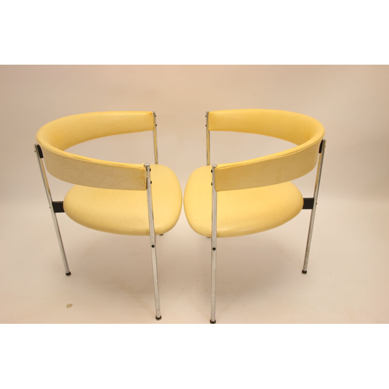 Ensemble de 6 Chaise à trois pieds vintage design Dieter Waeckerlin pour Idealheim 1960s