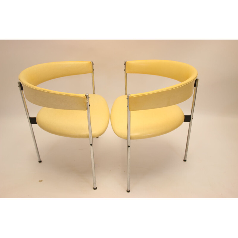 Ensemble de 6 Chaise à trois pieds vintage design Dieter Waeckerlin pour Idealheim 1960s