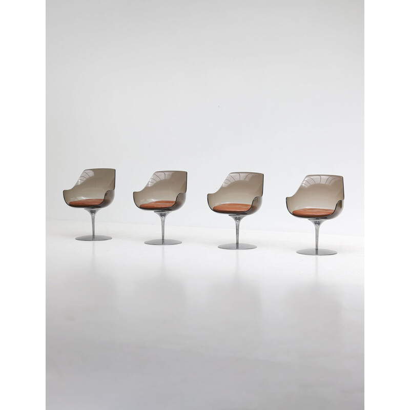 Set of 4 vintage Champagne chairs by Estelle and Erwine Laverne for Formes Nouvelles 1962