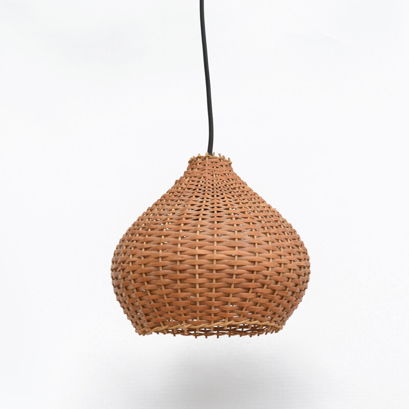 Vintage Ceiling lamp with a wicker lampshade, Denmark 1960s