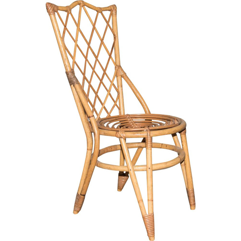 Vintage children's chair  bamboo & rattan 1960