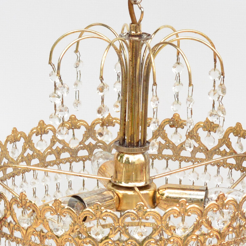 Vintage Crystal chandelier, Hollywood Regency style, Kamenický Šenov, Czechoslovakia, 1970s