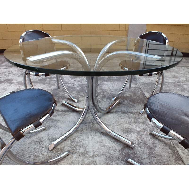 Medusa Studio Tetrarch tafel en 4 stoelen van Bazzani Italië 1969