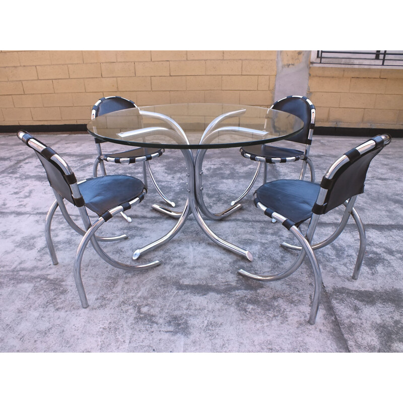 Vintage set of Medusa table and 4 chairs Studio Tetrarch by Bazzani Italy 1969