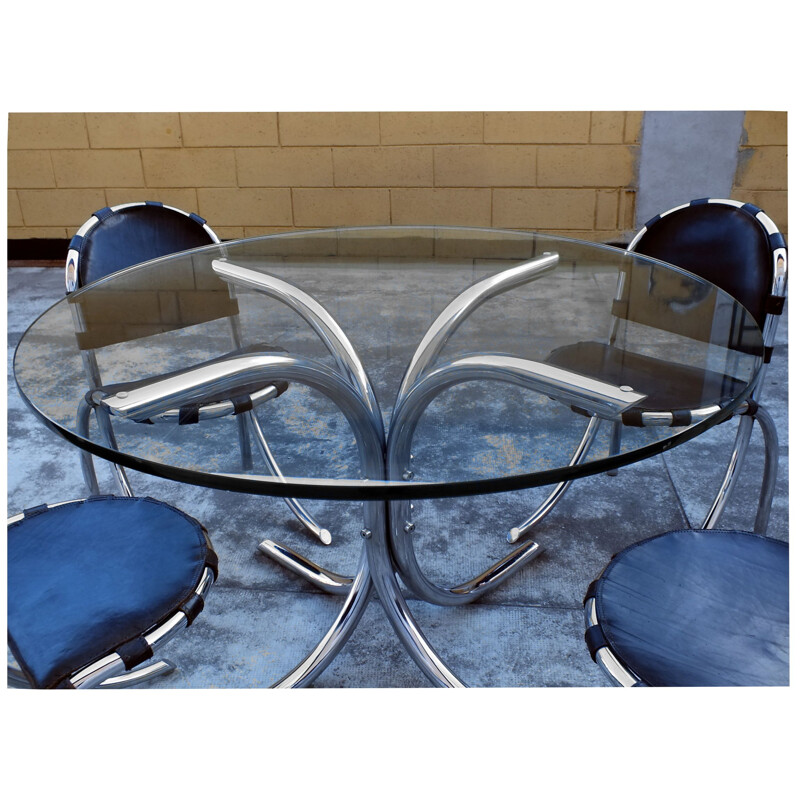 Medusa Studio Tetrarch mesa e 4 cadeiras montadas por Bazzani Itália 1969