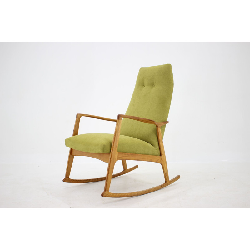 Chaise à bascule vintage en bois de hêtre danois 1960