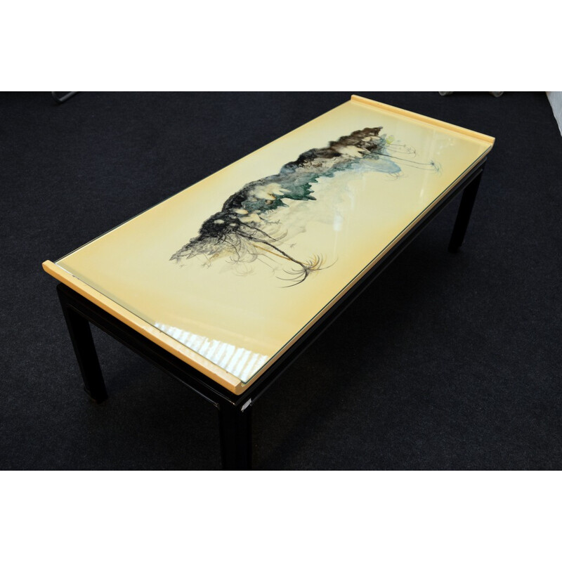De Coene Knoll International glass and wood coffee table, Paul VANDENBULCKE - 1950s