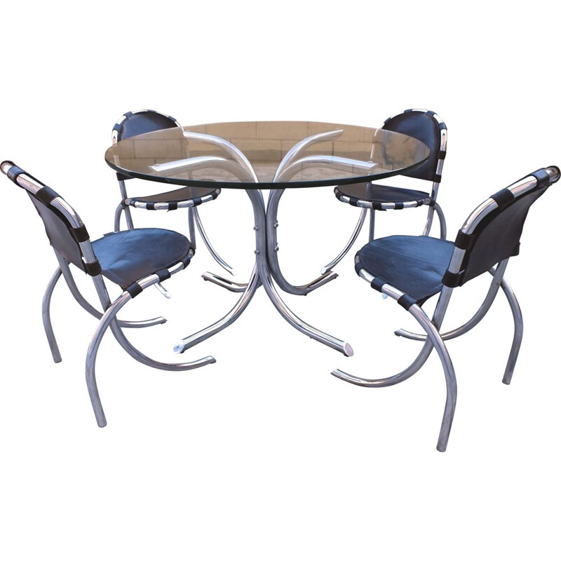Medusa Studio Tetrarch tafel en 4 stoelen van Bazzani Italië 1969