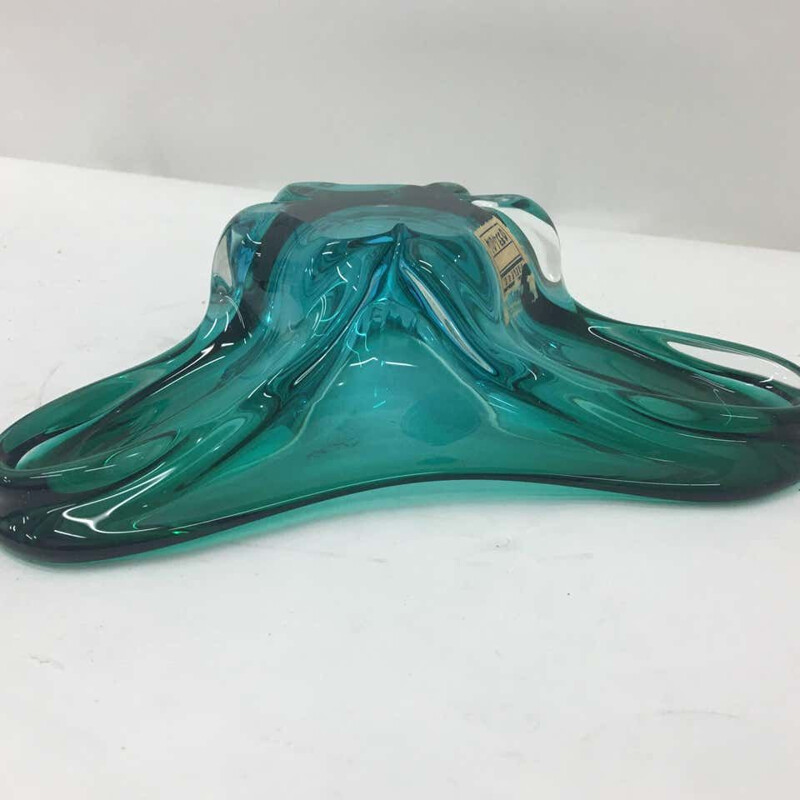 Cendrier vintage en verre de Murano vert, 1970