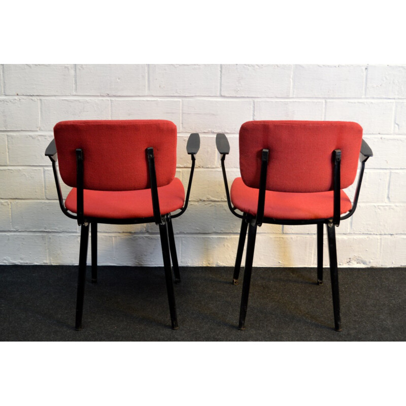 Paire de chaises Arhend Circle rouge et noir, Friso KRAMER - 1960