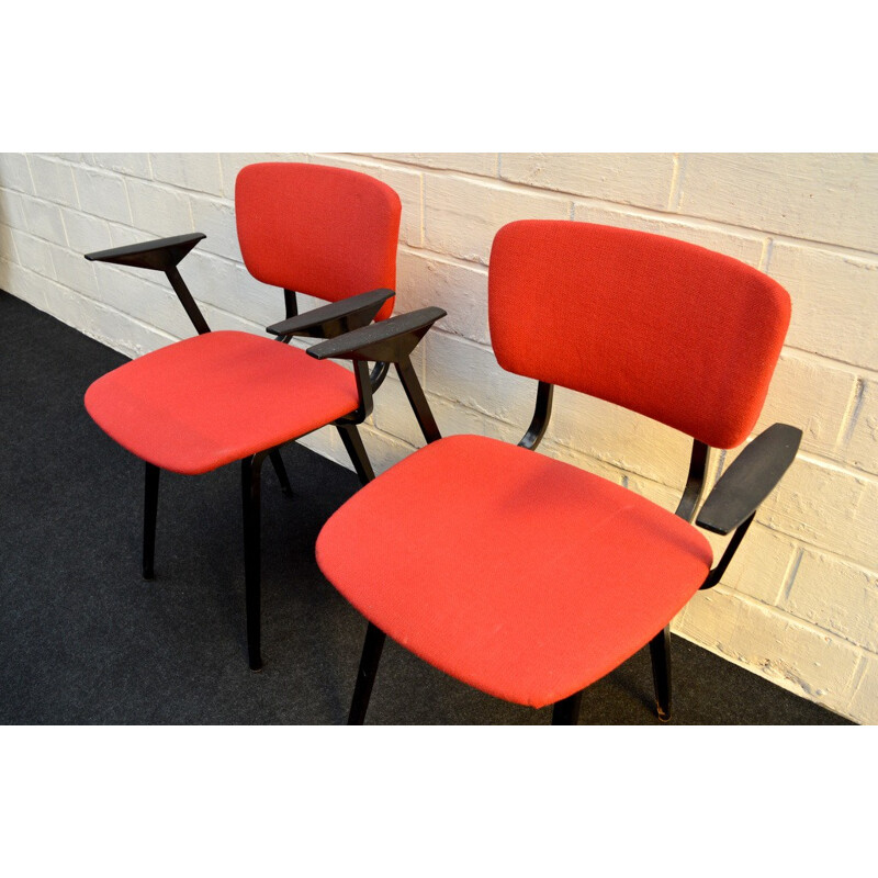 Set of 2 Arhend Circle red and black chairs, Friso KRAMER - 1960s