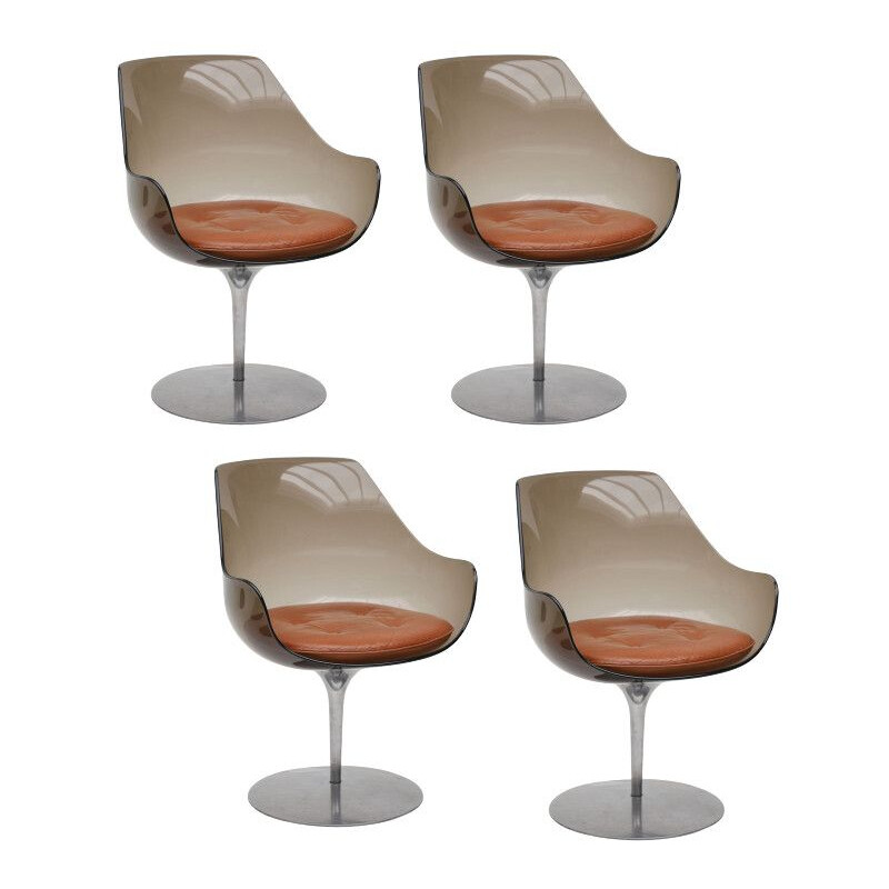 Set of 4 vintage Champagne chairs by Estelle and Erwine Laverne for Formes Nouvelles 1962